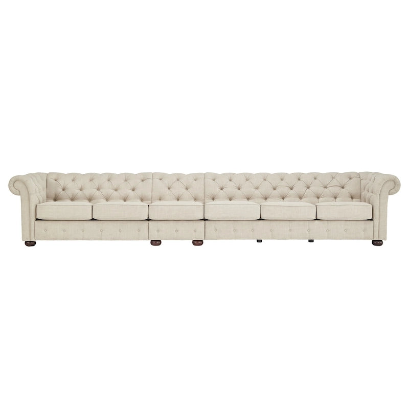 Canapé Chesterfield modulaire capitonné en lin beige Knightsbridge par iNSPIRE Q Artisan