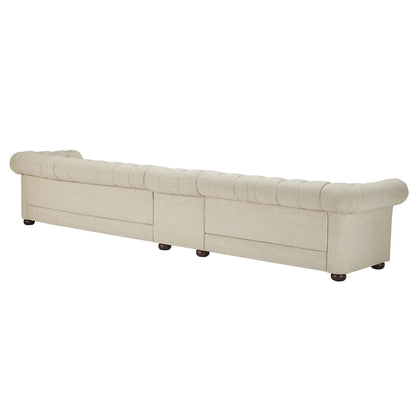 Canapé Chesterfield modulaire capitonné en lin beige Knightsbridge par iNSPIRE Q Artisan