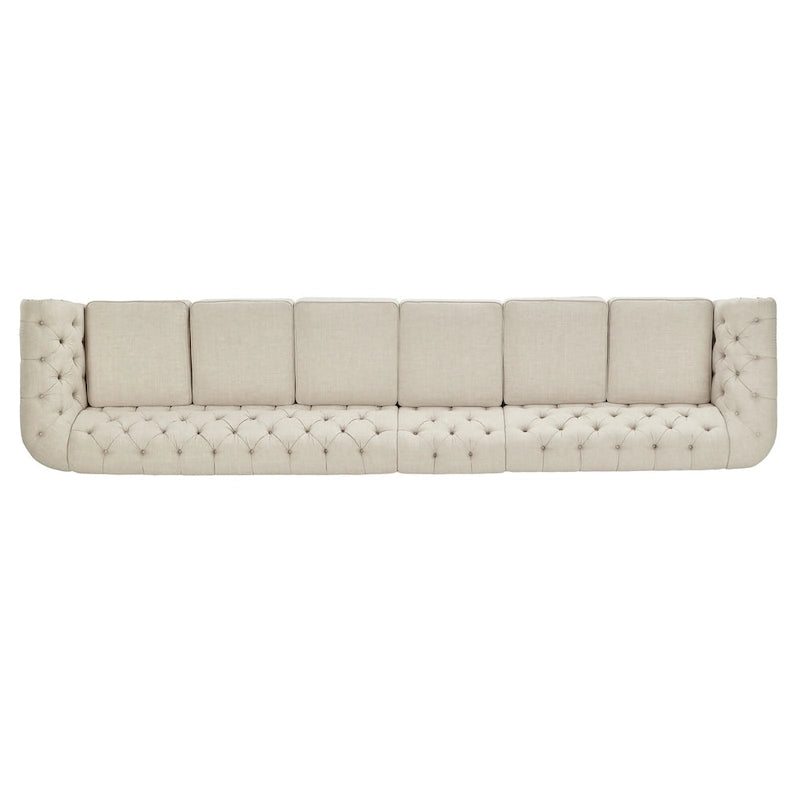 Canapé Chesterfield modulaire capitonné en lin beige Knightsbridge par iNSPIRE Q Artisan
