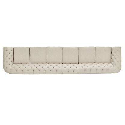 Canapé Chesterfield modulaire capitonné en lin beige Knightsbridge par iNSPIRE Q Artisan
