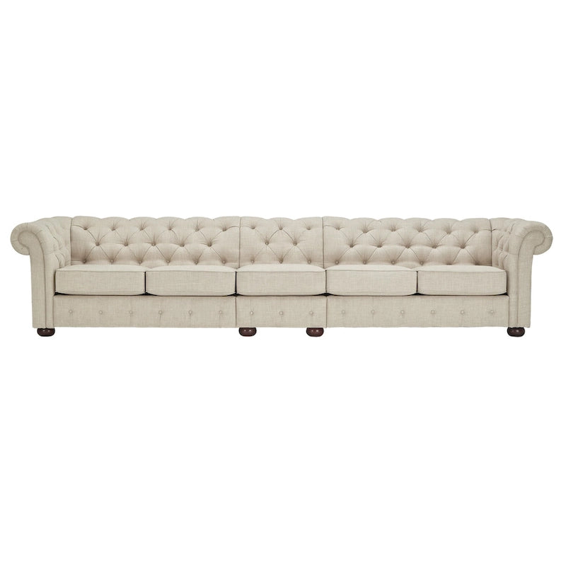 Canapé Chesterfield modulaire capitonné en lin beige Knightsbridge par iNSPIRE Q Artisan