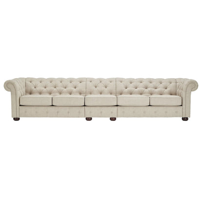 Canapé Chesterfield modulaire capitonné en lin beige Knightsbridge par iNSPIRE Q Artisan