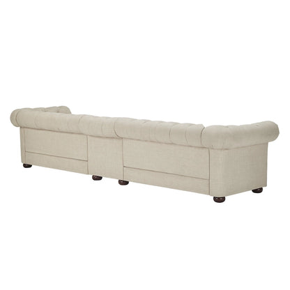 Canapé Chesterfield modulaire capitonné en lin beige Knightsbridge par iNSPIRE Q Artisan