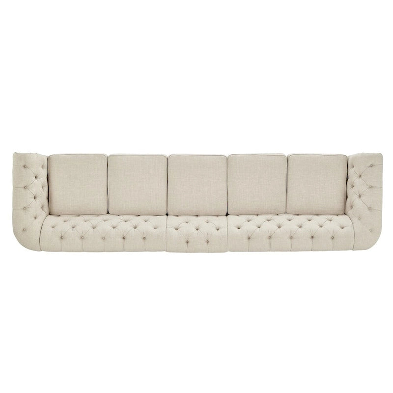 Canapé Chesterfield modulaire capitonné en lin beige Knightsbridge par iNSPIRE Q Artisan