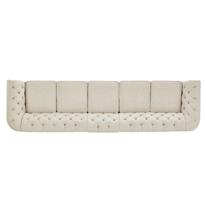 Canapé Chesterfield modulaire capitonné en lin beige Knightsbridge par iNSPIRE Q Artisan