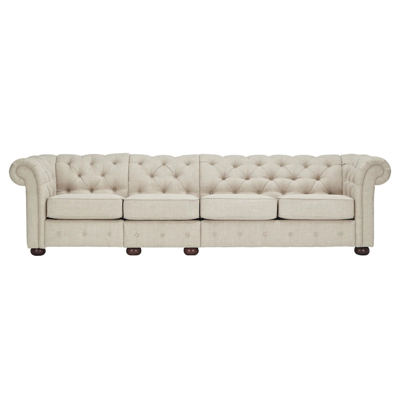 Canapé Chesterfield modulaire capitonné en lin beige Knightsbridge par iNSPIRE Q Artisan