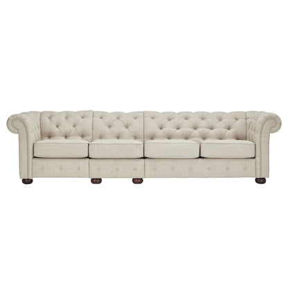Canapé Chesterfield modulaire capitonné en lin beige Knightsbridge par iNSPIRE Q Artisan
