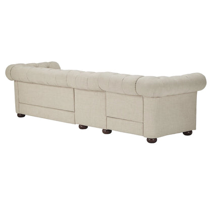 Canapé Chesterfield modulaire capitonné en lin beige Knightsbridge par iNSPIRE Q Artisan