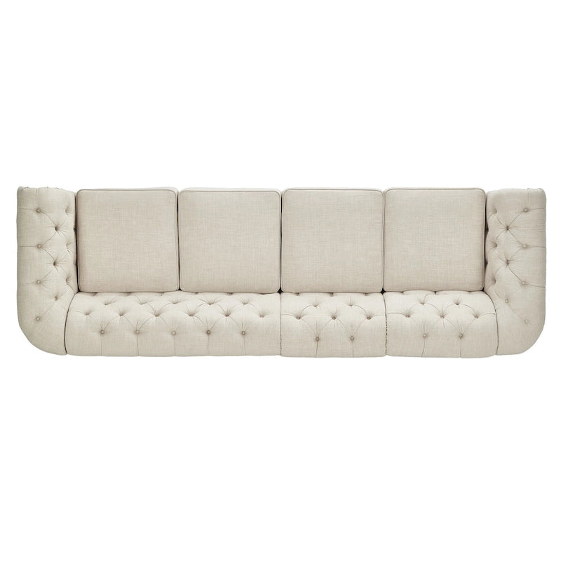 Canapé Chesterfield modulaire capitonné en lin beige Knightsbridge par iNSPIRE Q Artisan