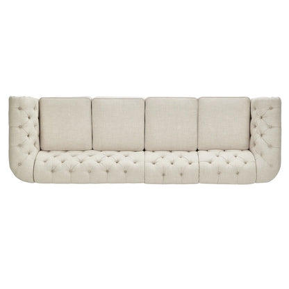 Canapé Chesterfield modulaire capitonné en lin beige Knightsbridge par iNSPIRE Q Artisan