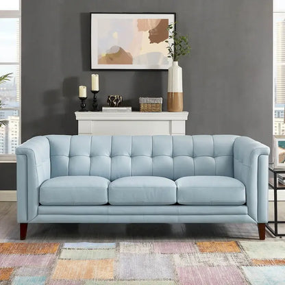 Canapé Hydeline Arvo en cuir pleine fleur avec garnissage en plumes, mousse à mémoire de forme et ressorts