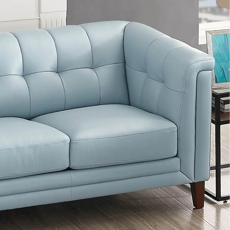 Canapé Hydeline Arvo en cuir pleine fleur avec garnissage en plumes, mousse à mémoire de forme et ressorts