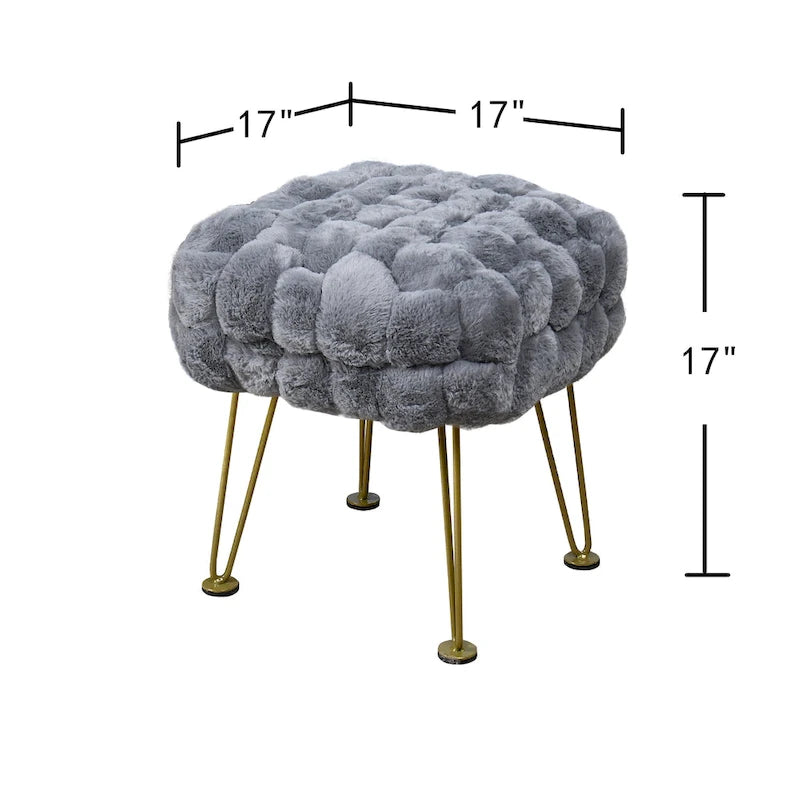 Pouf/Tabouret en fausse fourrure Fox