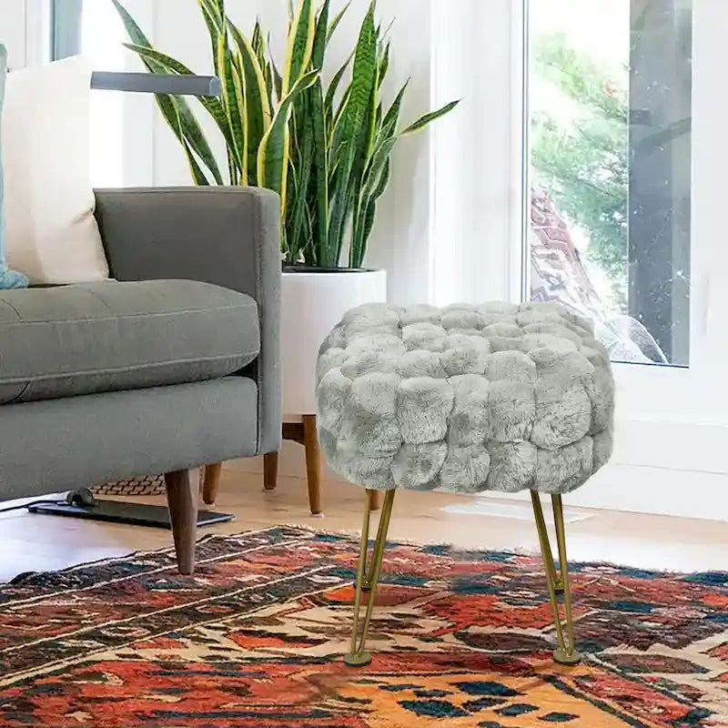 Pouf/Tabouret en fausse fourrure Fox