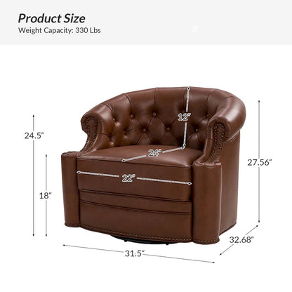 Ensemble de 2 fauteuils pivotants Felipe en cuir véritable moderne avec dossier capitonné par HULALA HOME