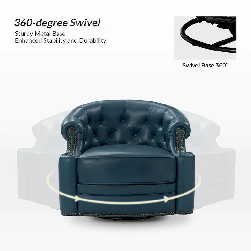 Ensemble de 2 fauteuils pivotants Felipe en cuir véritable moderne avec dossier capitonné par HULALA HOME