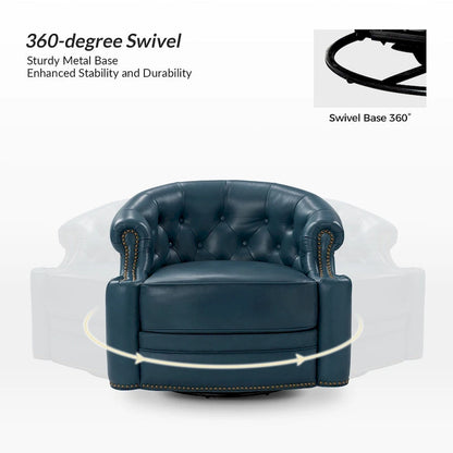 Ensemble de 2 fauteuils pivotants Felipe en cuir véritable moderne avec dossier capitonné par HULALA HOME