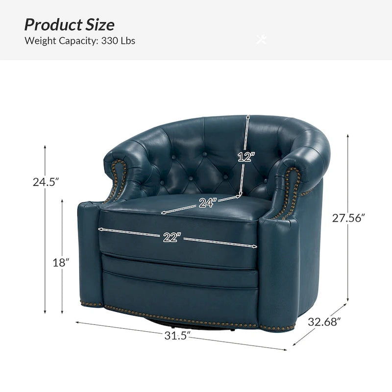 Ensemble de 2 fauteuils pivotants Felipe en cuir véritable moderne avec dossier capitonné par HULALA HOME