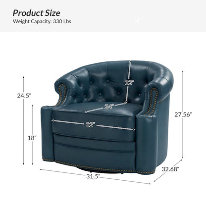 Ensemble de 2 fauteuils pivotants Felipe en cuir véritable moderne avec dossier capitonné par HULALA HOME