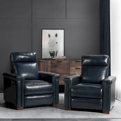 Fauteuil inclinable électrique Alicia 34,65 po de large, style classique contemporain, en cuir véritable avec port USB (ensemble de 2)