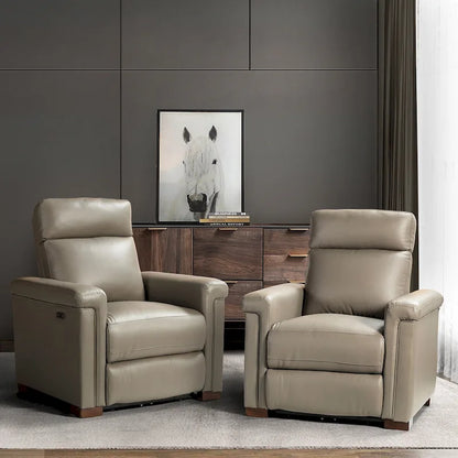 Fauteuil inclinable électrique Alicia 34,65 po de large, style classique contemporain, en cuir véritable avec port USB (ensemble de 2)