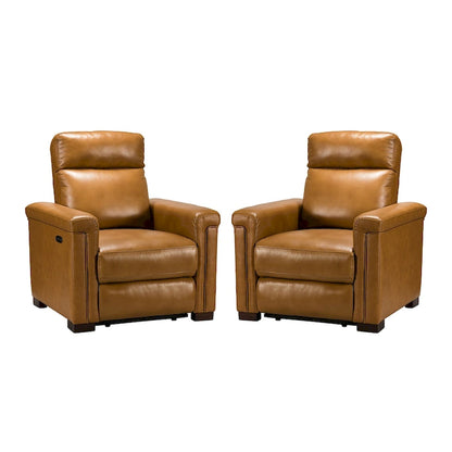 Fauteuil inclinable électrique Alicia 34,65 po de large, style classique contemporain, en cuir véritable avec port USB (ensemble de 2)