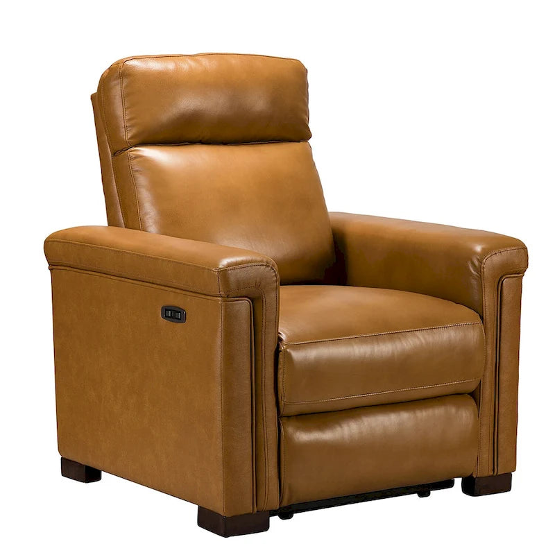 Fauteuil inclinable électrique Alicia 34,65 po de large, style classique contemporain, en cuir véritable avec port USB (ensemble de 2)