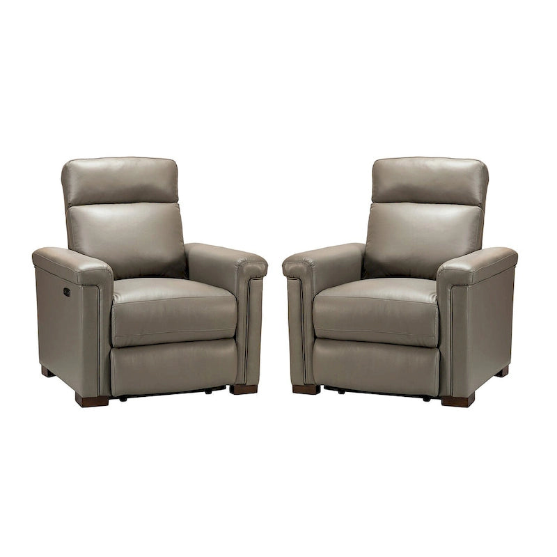 Fauteuil inclinable électrique Alicia 34,65 po de large, style classique contemporain, en cuir véritable avec port USB (ensemble de 2)