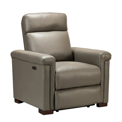 Fauteuil inclinable électrique Alicia 34,65 po de large, style classique contemporain, en cuir véritable avec port USB (ensemble de 2)