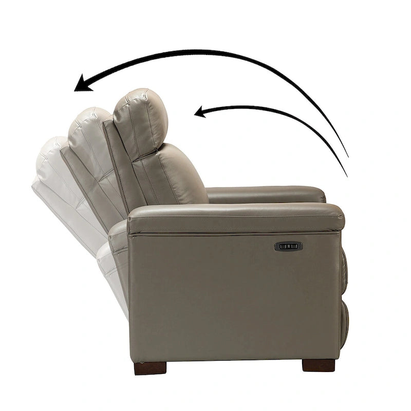 Fauteuil inclinable électrique Alicia 34,65 po de large, style classique contemporain, en cuir véritable avec port USB (ensemble de 2)