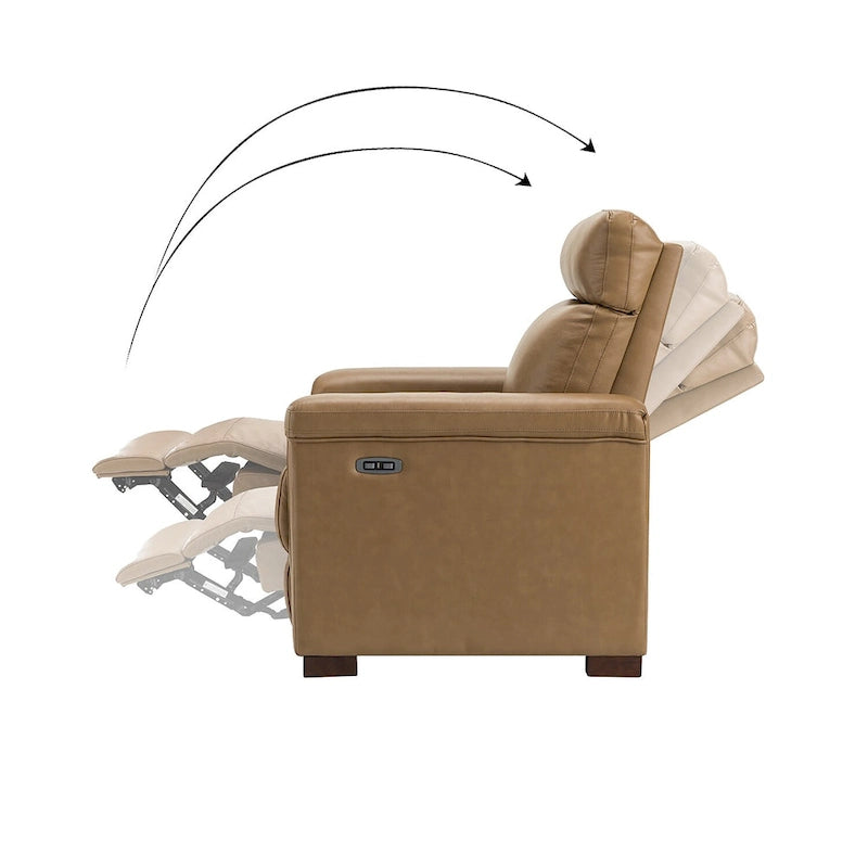 Fauteuil inclinable électrique Alicia 34,65 po de large, style classique contemporain, en cuir véritable avec port USB (ensemble de 2)
