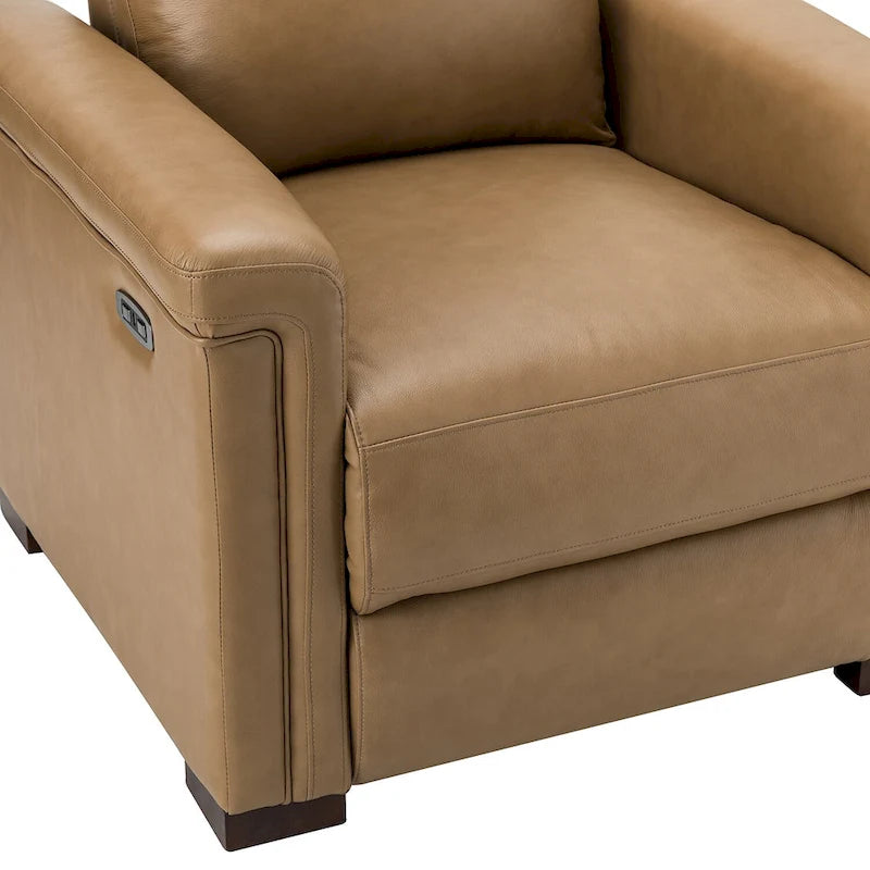 Fauteuil inclinable électrique Alicia 34,65 po de large, style classique contemporain, en cuir véritable avec port USB (ensemble de 2)