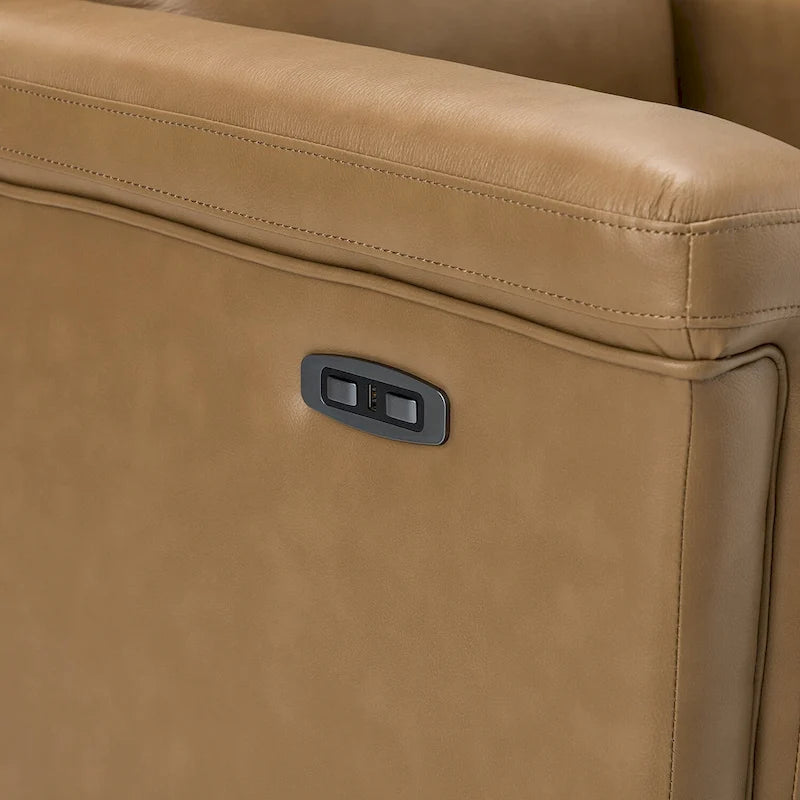 Fauteuil inclinable électrique Alicia 34,65 po de large, style classique contemporain, en cuir véritable avec port USB (ensemble de 2)