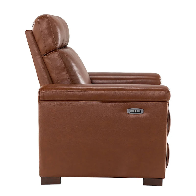 Fauteuil inclinable électrique Alicia 34,65 po de large, style classique contemporain, en cuir véritable avec port USB (ensemble de 2)