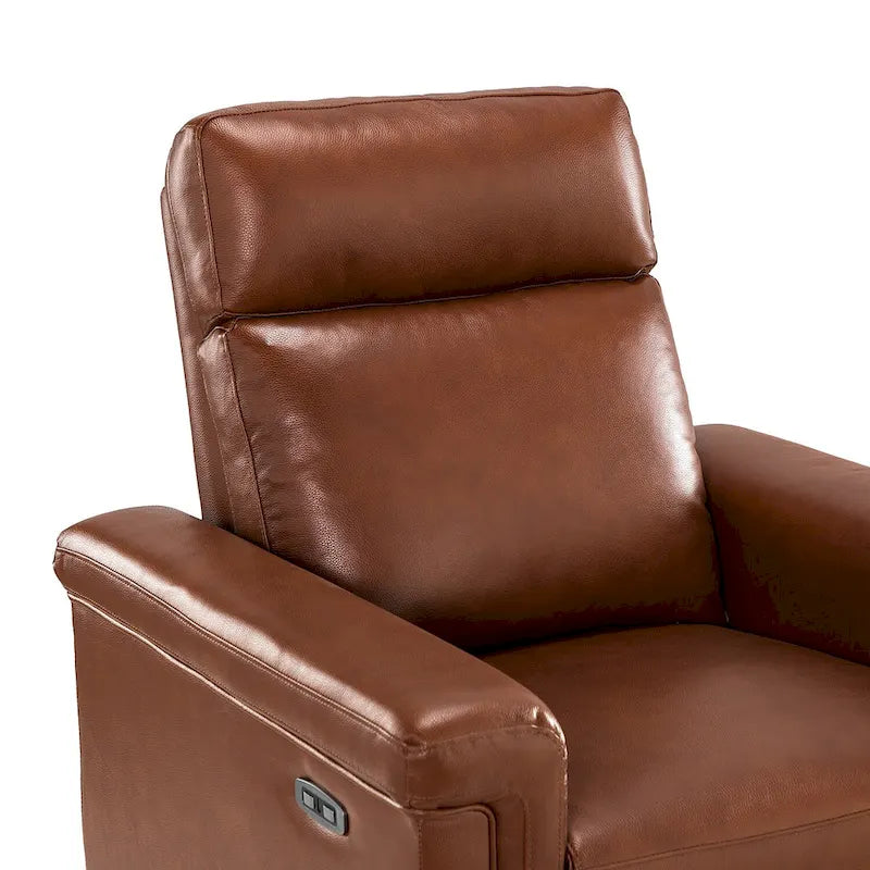 Fauteuil inclinable électrique Alicia 34,65 po de large, style classique contemporain, en cuir véritable avec port USB (ensemble de 2)