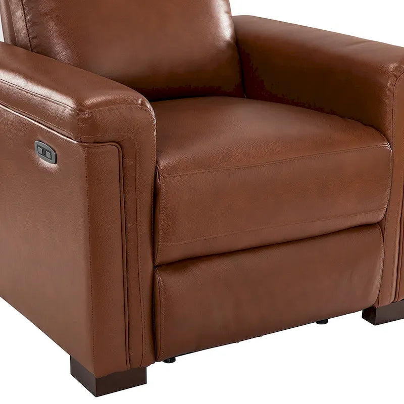 Fauteuil inclinable électrique Alicia 34,65 po de large, style classique contemporain, en cuir véritable avec port USB (ensemble de 2)