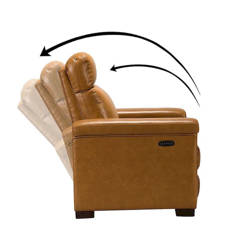 Fauteuil inclinable électrique Alicia 34,65 po de large, style classique contemporain, en cuir véritable avec port USB (ensemble de 2)