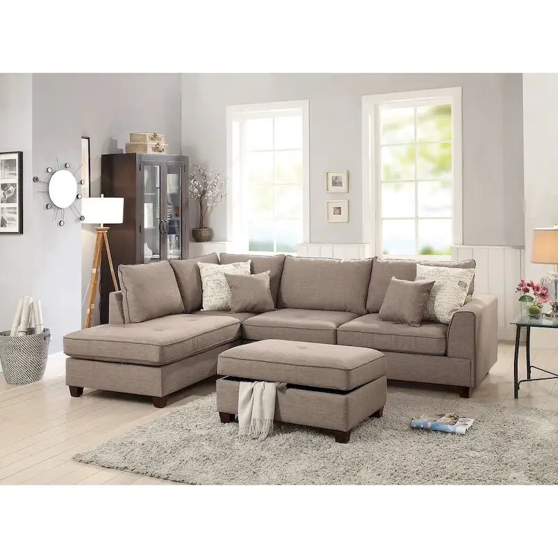 Canapé d'angle 3 pièces en tissu