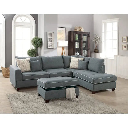 3 Piece Fabric Sectional Sofa