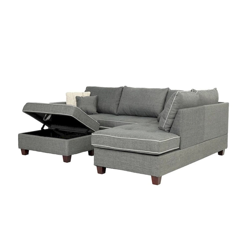 Canapé d'angle 3 pièces en tissu