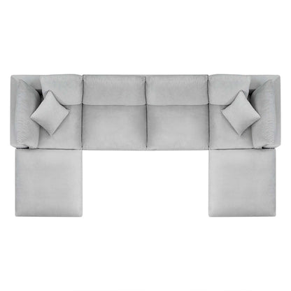 Canapé d'angle 6 pièces Commix en velours rembourré de duvet