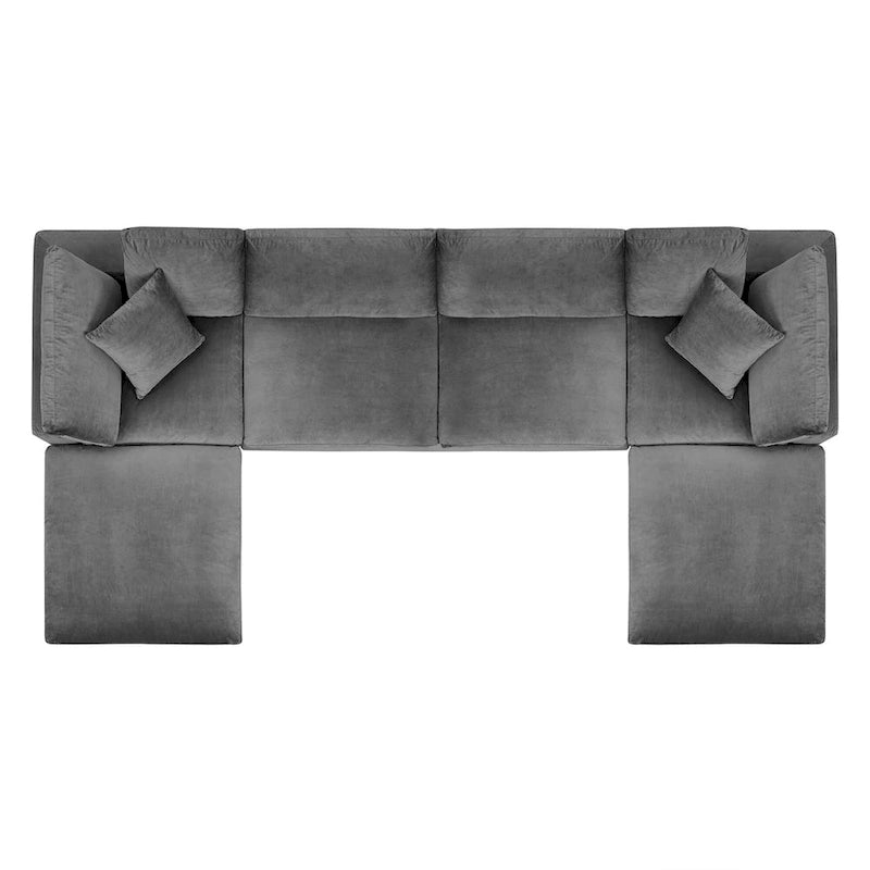 Canapé d'angle 6 pièces Commix en velours rembourré de duvet