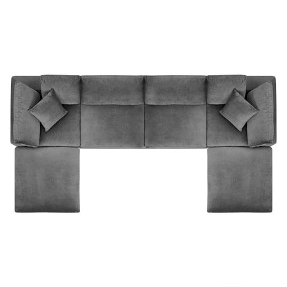 Canapé d'angle 6 pièces Commix en velours rembourré de duvet