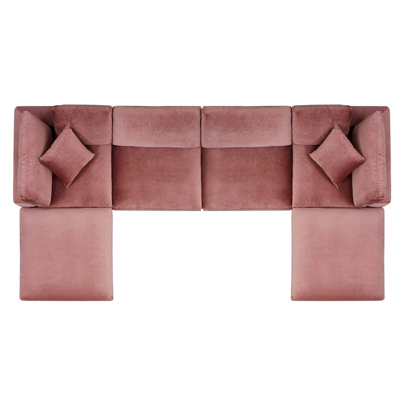 Canapé d'angle 6 pièces Commix en velours rembourré de duvet