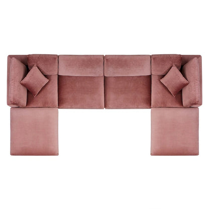 Canapé d'angle 6 pièces Commix en velours rembourré de duvet