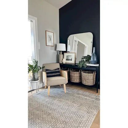 Fauteuil d'appoint en rotin avec accoudoirs et revêtement en tissu