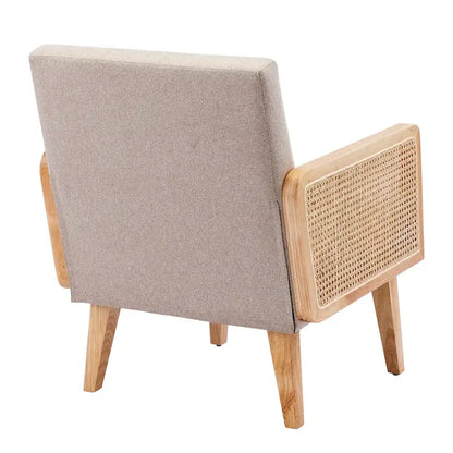 Fauteuil d'appoint en rotin avec accoudoirs et revêtement en tissu