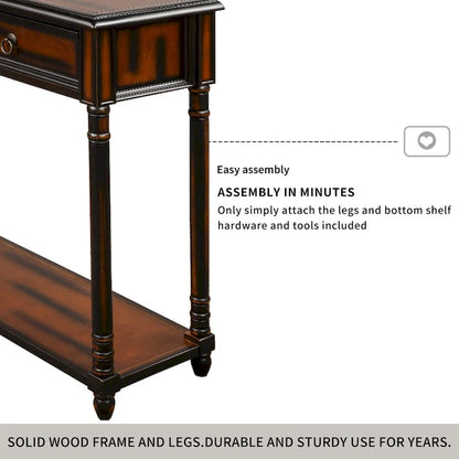 Console Nestfair en bois massif avec 3 tiroirs et une étagère