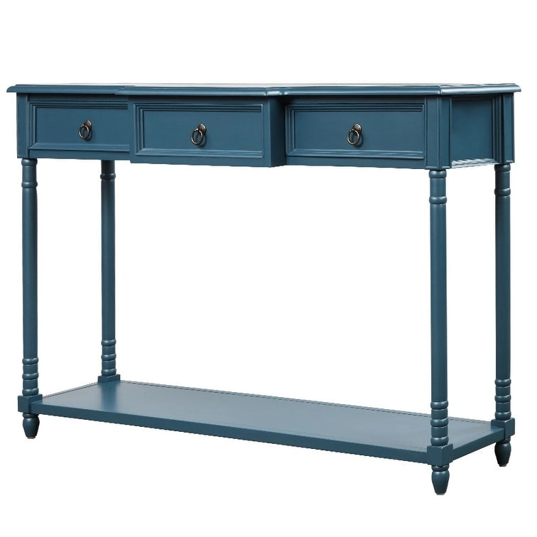 Console Nestfair en bois massif avec 3 tiroirs et une étagère