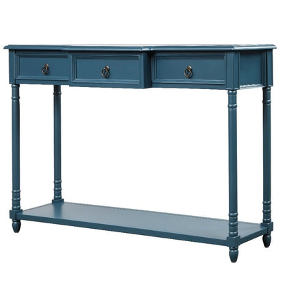 Console Nestfair en bois massif avec 3 tiroirs et une étagère